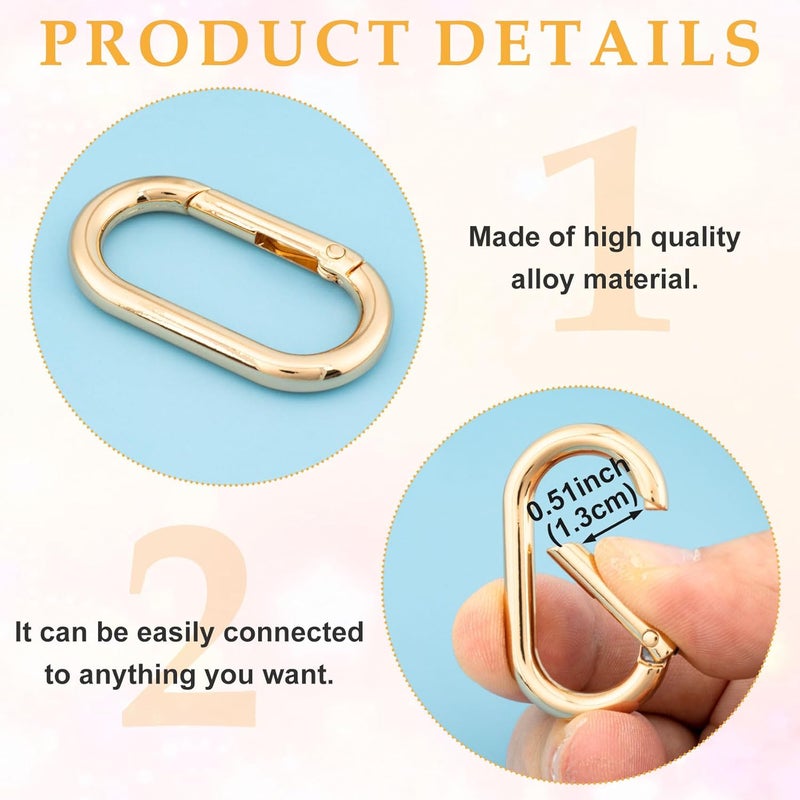 STSTR 3pcs Oval Spring Ring Clips, Metal Keyring Purse Clip, Heavy Duty Opening O Ring Carabiner for Keychains,Backpacks, Keys - Image 3